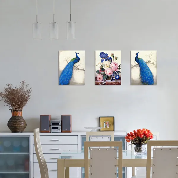 Multicolor_Peacock_Canvas_Art_Prints,Peacock_Canvas_Wall_Art_Home_Wall_Decal,Canvas_Art_With_Frame,Ready_Hanging_On,Animal_Peacock_Wall_Art_(Modern_Blue_Medium)