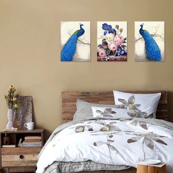 Multicolor_Peacock_Canvas_Art_Prints,Peacock_Canvas_Wall_Art_Home_Wall_Decal,Canvas_Art_With_Frame,Ready_Hanging_On,Animal_Peacock_Wall_Art_(Modern_Blue_Medium)