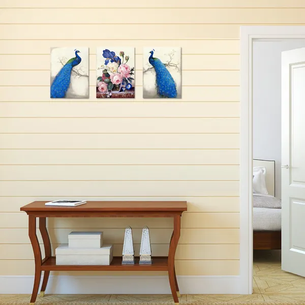Multicolor_Peacock_Canvas_Art_Prints,Peacock_Canvas_Wall_Art_Home_Wall_Decal,Canvas_Art_With_Frame,Ready_Hanging_On,Animal_Peacock_Wall_Art_(Modern_Blue_Medium)