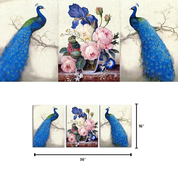 Multicolor_Peacock_Canvas_Art_Prints,Peacock_Canvas_Wall_Art_Home_Wall_Decal,Canvas_Art_With_Frame,Ready_Hanging_On,Animal_Peacock_Wall_Art_(Modern_Blue_Medium)