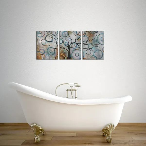 Multicolor_Canvas_Wall_Art_Prints_Abstract_Geometry_Circles_Tree_Of_Life_Blue_Grey_Brown_Painting_Picture_Modern_Artwork_Framed_Ready_To_Hang_|_For_Bedroom_Living_Room_Home_Office_Decoration