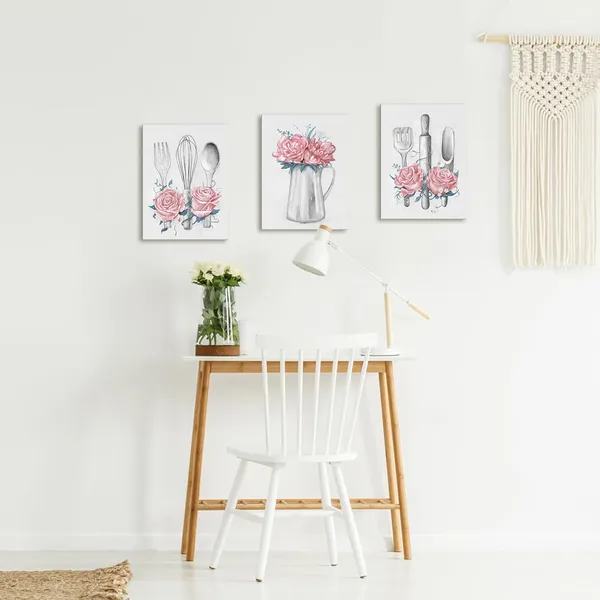 Pink_Kitchen_Art_Pink_Kitchen_Decor_Painting_Framed_Ready_To_Hang_12X16Inchx3Pieces_(Pink)