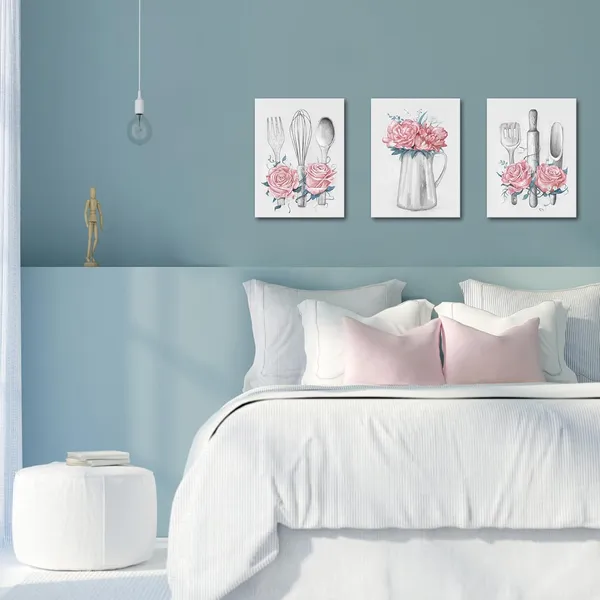 Pink_Kitchen_Art_Pink_Kitchen_Decor_Painting_Framed_Ready_To_Hang_12X16Inchx3Pieces_(Pink)