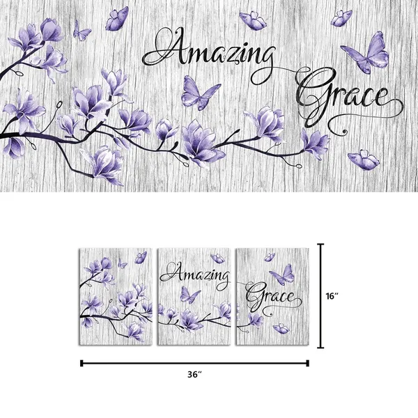Purple_Purple_Wall_Decor_Abstract_Flowers_And_Butterfly_Painting_Purple_Canvas_Wall_Art_Amazing_Grace_Print_Bathroom_Bedroom_Home_Office_Wall_Decoration,_Framed_Artwork_(Purple)