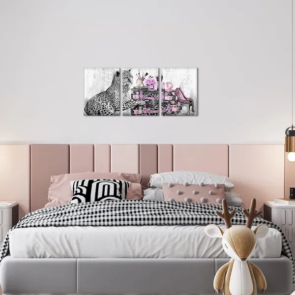 Purple_Purple_Fashion_Accessories_Picture_|_For_Woman_Bedroom_Salon_Makeup_Room_Wall_Black_And_White_Leopard_With_Bags_High_Heel_Shoes_Perfume_Glam_Canvas_Prints_Artwork_Decoration_Luxury_Design