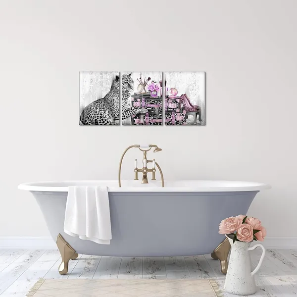 Purple_Purple_Fashion_Accessories_Picture_|_For_Woman_Bedroom_Salon_Makeup_Room_Wall_Black_And_White_Leopard_With_Bags_High_Heel_Shoes_Perfume_Glam_Canvas_Prints_Artwork_Decoration_Luxury_Design
