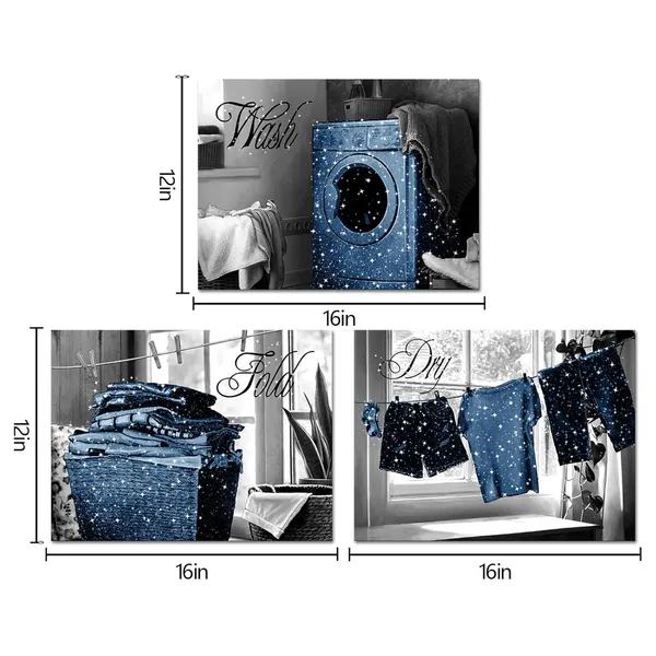 Blue_Laundry_Room_Wash_Dry_Fold_Laundry_Signs_Laundry_Room_Decor_Canvas_Wall_Art_Framed_12X16Inchx3Pieces_(Blue)