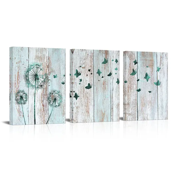 Multicolor_Teal_Abstract_Dandelion_Butterflies_Canvas_Wall_Art_Prints_Gallery_Wrapped_Ready_To_Hang_|_For_Modern_Home_Bedroom_Office_Wall_Decoration_Contemporary_Art_(11_Dandelion)