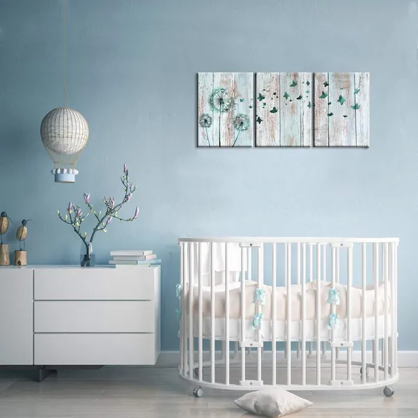 Multicolor_Teal_Abstract_Dandelion_Butterflies_Canvas_Wall_Art_Prints_Gallery_Wrapped_Ready_To_Hang_|_For_Modern_Home_Bedroom_Office_Wall_Decoration_Contemporary_Art_(11_Dandelion)