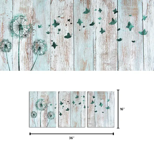 Multicolor_Teal_Abstract_Dandelion_Butterflies_Canvas_Wall_Art_Prints_Gallery_Wrapped_Ready_To_Hang_|_For_Modern_Home_Bedroom_Office_Wall_Decoration_Contemporary_Art_(11_Dandelion)