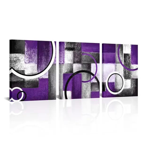 Purple_Purple_And_Grey_Abstract_Geometric_Circle_Canvas_Wall_Art_Purple_Room_Decor_Picture_Framed_Artwork_|_For_Living_Room_Bedroom_Wall_Decoration_Ready_To_Hang_(Purple)