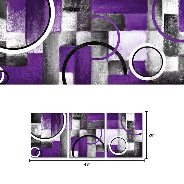 Purple_Purple_And_Grey_Abstract_Geometric_Circle_Canvas_Wall_Art_Purple_Room_Decor_Picture_Framed_Artwork_|_For_Living_Room_Bedroom_Wall_Decoration_Ready_To_Hang_(Purple)