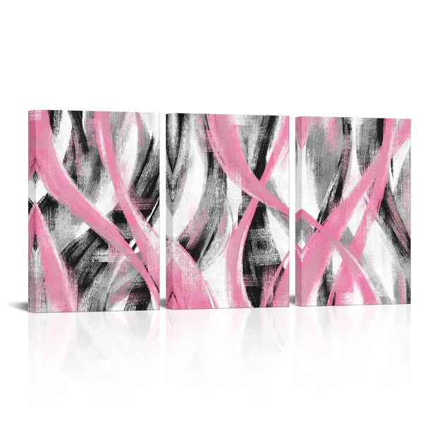 Pink_Pink_Abstract_Geometric_Wall_Art_Abstract_Pink_Lines_Painting,_Framed_Canvas_Wall_Art_(Pink,_16X24_Inch_X_3_Pieces)