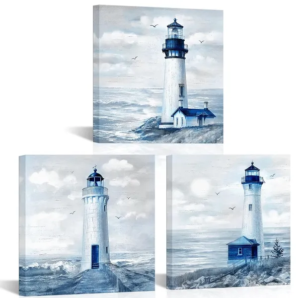 Blue_Lighthouse_Decor_Ocean_Nautical_Painting_Blue_Bathroom_Wall_Decor_Lighthouse_Pictures_Framed_Artwork_|_For_Walls