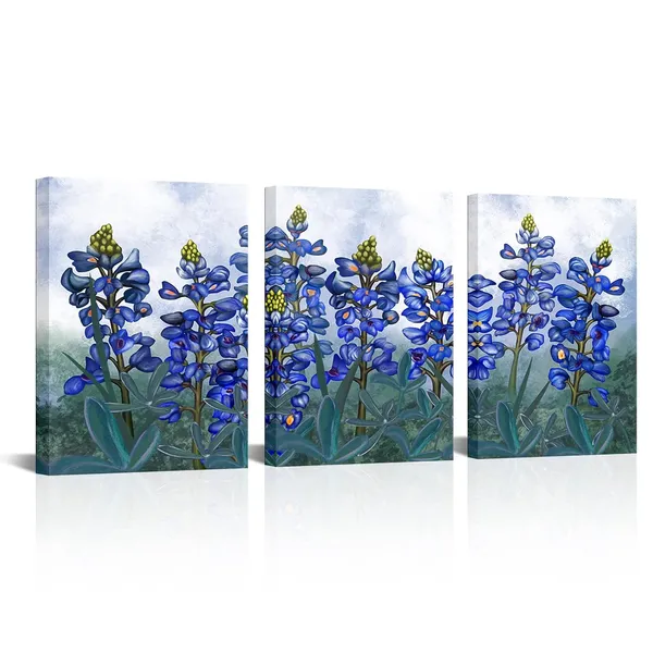 Blue_Texas_Bluebonnets_Flowers_Canvas_Wall_Art_Blue_Floral_Picture_Prints_|_For_Bedroom_Living_Room_Bathroom_Decoration_(07_Bluebonnets)