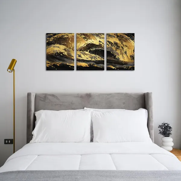 Multicolor_Gold_And_Black_Abstract_Canvas_Wall_Art_|_For_Modern_Home_Living_Room_Bedroom_Wall_Decoration_(Waves)