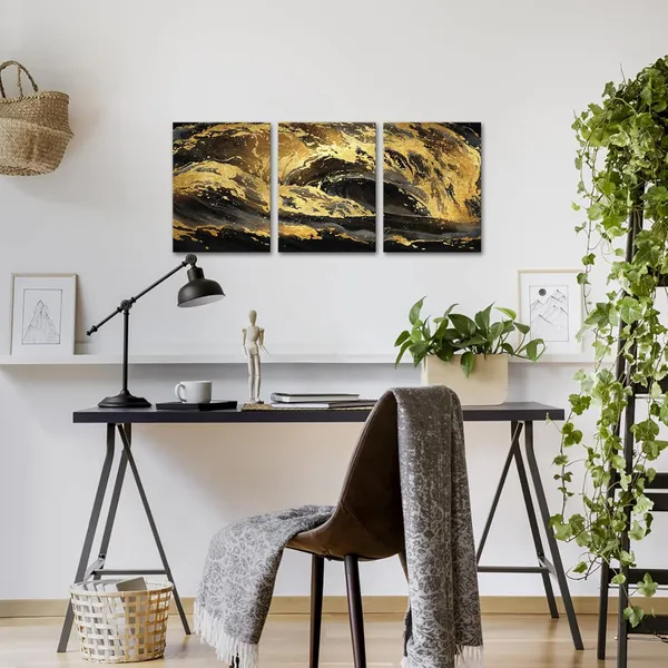 Multicolor_Gold_And_Black_Abstract_Canvas_Wall_Art_|_For_Modern_Home_Living_Room_Bedroom_Wall_Decoration_(Waves)