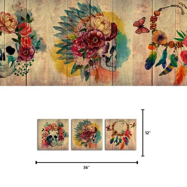 Multicolor_Abstract_Floral_Skull_Canvas_Wall_Art_Sugar_Skull_Poster_Art_Decor_Painting_Prints_Framed_Wall_Art