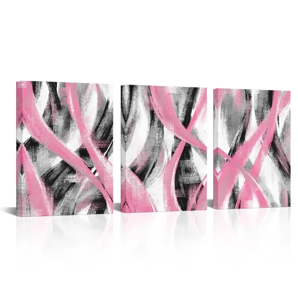 Pink_Pink_Abstract_Geometric_Wall_Art_Abstract_Pink_Lines_Painting,_Framed_Canvas_Wall_Art_(Pink,_12X16_Inch_X_3_Pieces)