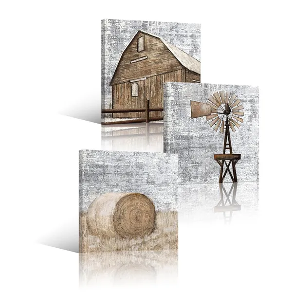 Brown_Rustic_Farmhouse_Canvas_Wall_Art_Barn_Windmill_Painting_Country_Wall_Decor_Farmhouse_Pictures_Framed_Artwork_|_For_Walls