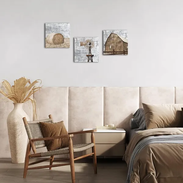 Brown_Rustic_Farmhouse_Canvas_Wall_Art_Barn_Windmill_Painting_Country_Wall_Decor_Farmhouse_Pictures_Framed_Artwork_|_For_Walls