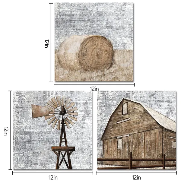 Brown_Rustic_Farmhouse_Canvas_Wall_Art_Barn_Windmill_Painting_Country_Wall_Decor_Farmhouse_Pictures_Framed_Artwork_|_For_Walls