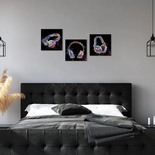 Black_Graffiti_Music_And_Gaming_Headphones_Painting_Music_Wall_Art_Game_Room_Decor_Music_Studio_Decor,_Framed_Artwork_|_For_Walls_(Black)