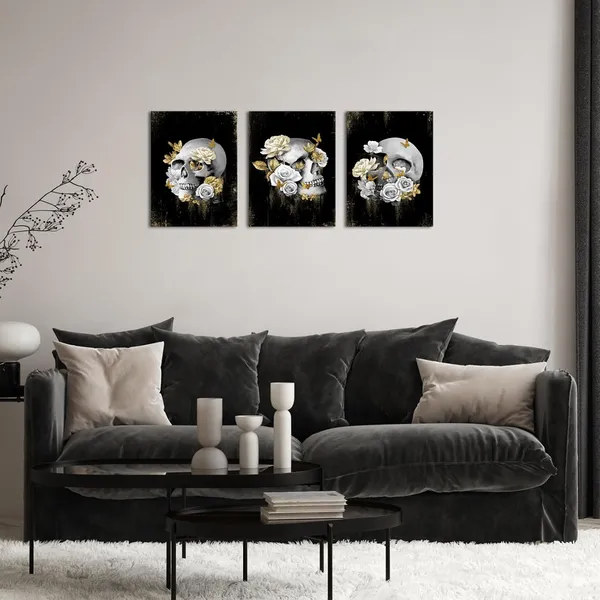 Black_Gothic_Wall_Art_Broken_Grey_Skull_And_Gold_Floral_Painting_Gothic_Room_Decor,_Framed_Artwork_|_For_Walls_(Small)