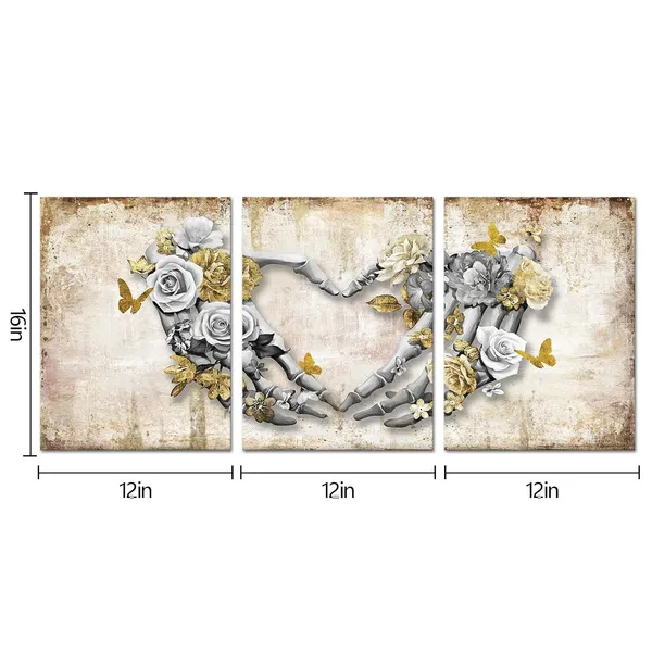 Brown_Heart_Painting_Skull_Decor_Love_Wall_Art_Gothic_Bedroom_Decor_Framed_Artwork_|_For_Walls_Valentines_Day_Gifts