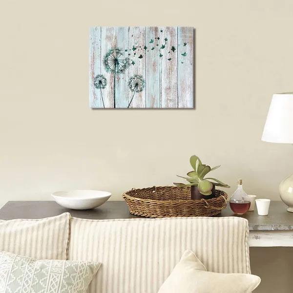 Multicolor_Teal_Abstract_Dandelion_Butterflies_Canvas_Wall_Art_Prints_Gallery_Wrapped_Ready_To_Hang_|_For_Modern_Home_Bedroom_Office_Wall_Decoration_Contemporary_Art_(16X20)