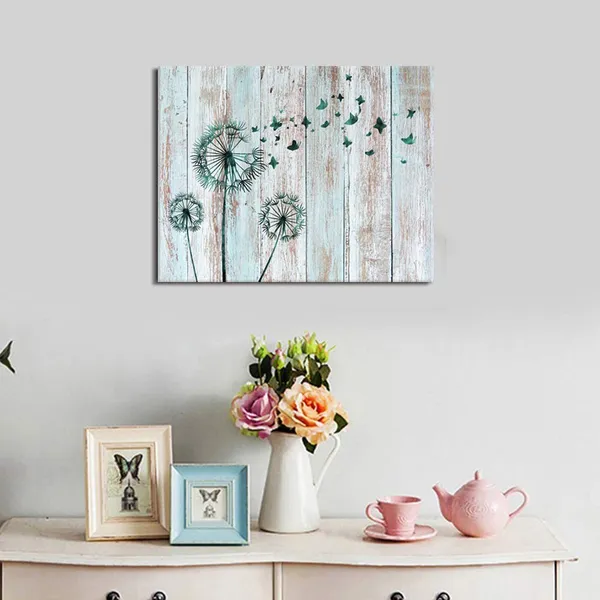 Multicolor_Teal_Abstract_Dandelion_Butterflies_Canvas_Wall_Art_Prints_Gallery_Wrapped_Ready_To_Hang_|_For_Modern_Home_Bedroom_Office_Wall_Decoration_Contemporary_Art_(16X20)