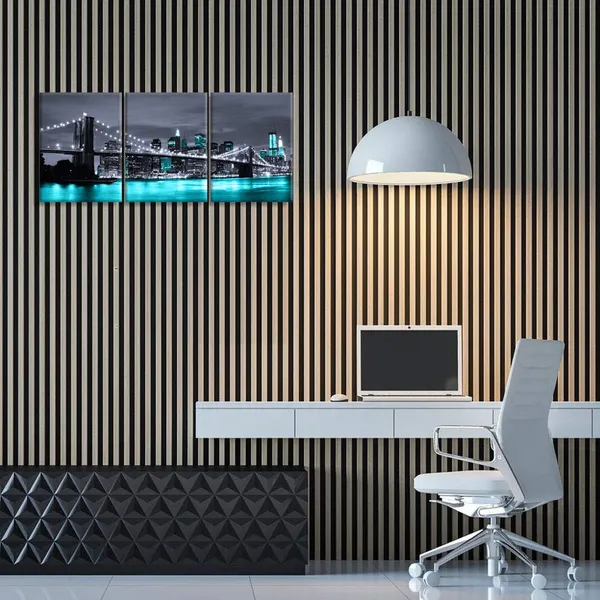 Multicolor_Black_White_And_Teal_Blue_New_York_Brooklyn_Bridge_Cityscape_Night_Building_Skyline_Picture_Canvas_Prints_Wall_Art_|_For_Modern_Home_Office_Bedroom_Decoration