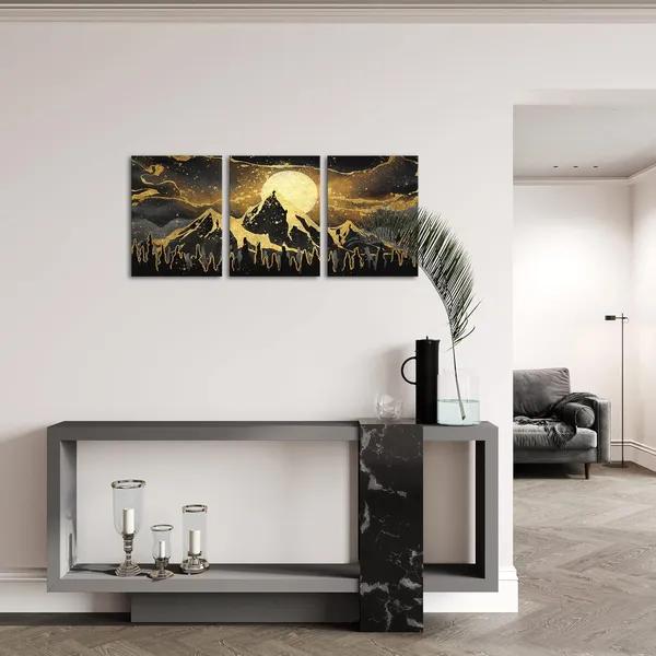 Multicolor_Gold_And_Black_Abstract_Canvas_Wall_Art_|_For_Modern_Home_Living_Room_Bedroom_Wall_Decoration_(Mountain)