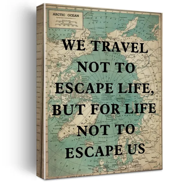 Multicolor_Retro_Style_Inspirational_Travel_Quote_Print_Canvas_Wall_Art_Home_Office_Decor_We_Travel_Not_To_Escape_Life_Painting_Ready_To_Hang_12_X_16_Canvas_Poster_Framed