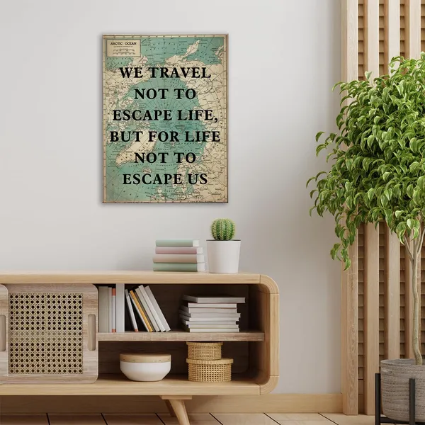 Multicolor_Retro_Style_Inspirational_Travel_Quote_Print_Canvas_Wall_Art_Home_Office_Decor_We_Travel_Not_To_Escape_Life_Painting_Ready_To_Hang_12_X_16_Canvas_Poster_Framed