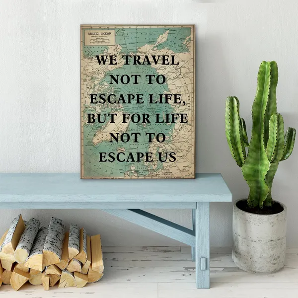 Multicolor_Retro_Style_Inspirational_Travel_Quote_Print_Canvas_Wall_Art_Home_Office_Decor_We_Travel_Not_To_Escape_Life_Painting_Ready_To_Hang_12_X_16_Canvas_Poster_Framed