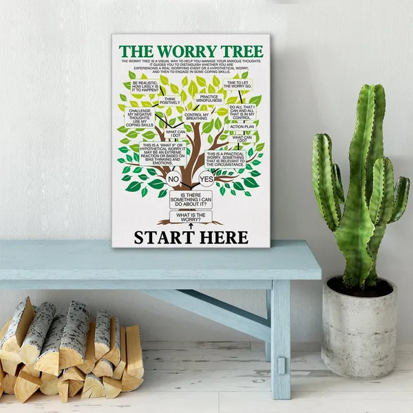 Multicolor_Anxiety_Relief_Wall_Art_Canvas_Painting_Therapist_Print_Framed_Mental_Health_Poster_Canvas_Sign_|_For_Therapy_Office_Decor_(12_X_16_Inch)
