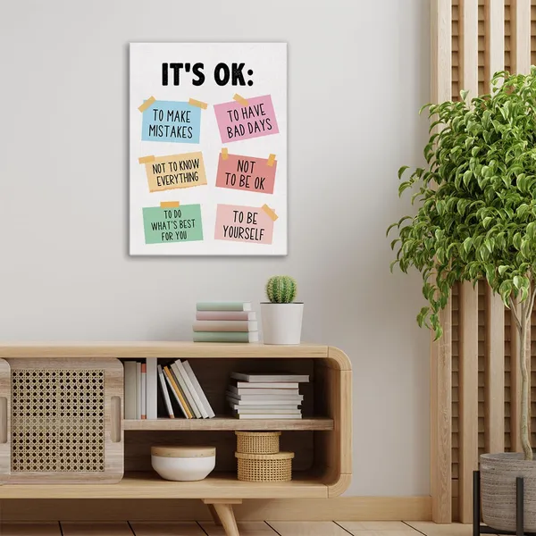 Multicolor_Positive_Affirmations_Wall_Art_Canvas_Painting_Print_Framed_It'S_Ok_Not_To_Be_Ok_Artwork_Canvas_Sign_|_For_Classroom_Playroom_Homeschool_Decor_(12_X_16_Inch)