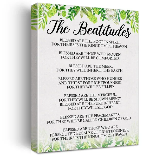 Multicolor_Zauly_The_Beatitudes_Scripture_Sign_Canvas_Home_Wall_Art_Decor_Bible_Verse_Painting_Poster_Framed_Ready_To_Hang_12_X_16_Christian