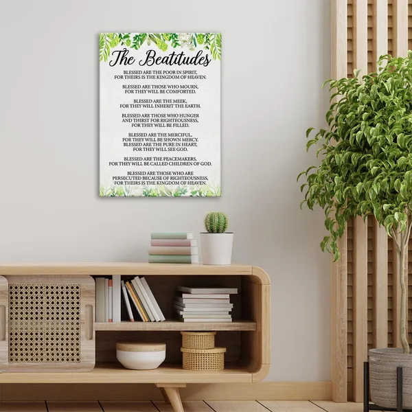 Multicolor_Zauly_The_Beatitudes_Scripture_Sign_Canvas_Home_Wall_Art_Decor_Bible_Verse_Painting_Poster_Framed_Ready_To_Hang_12_X_16_Christian