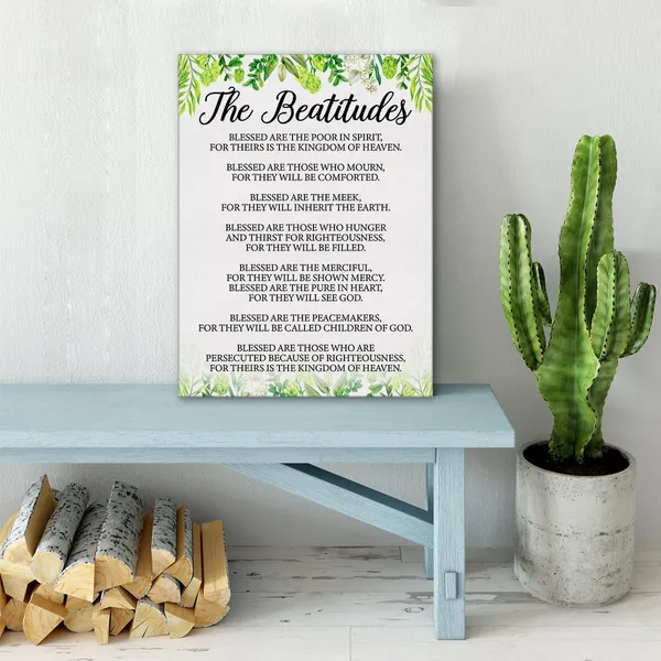 Multicolor_Zauly_The_Beatitudes_Scripture_Sign_Canvas_Home_Wall_Art_Decor_Bible_Verse_Painting_Poster_Framed_Ready_To_Hang_12_X_16_Christian