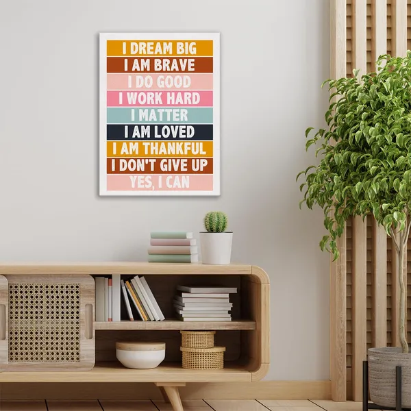Multicolor_Kids_Affirmation_Wall_Art_Canvas_Painting_Print_Framed_Positive_I_Dream_Big_Poster_Canvas_Sign_|_For_Nursery_Homeschool_Playroom_Decor_(12_X_16_Inch)