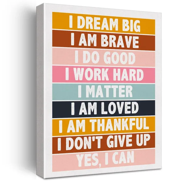 Multicolor_Kids_Affirmation_Wall_Art_Canvas_Painting_Print_Framed_Positive_I_Dream_Big_Poster_Canvas_Sign_|_For_Nursery_Homeschool_Playroom_Decor_(12_X_16_Inch)
