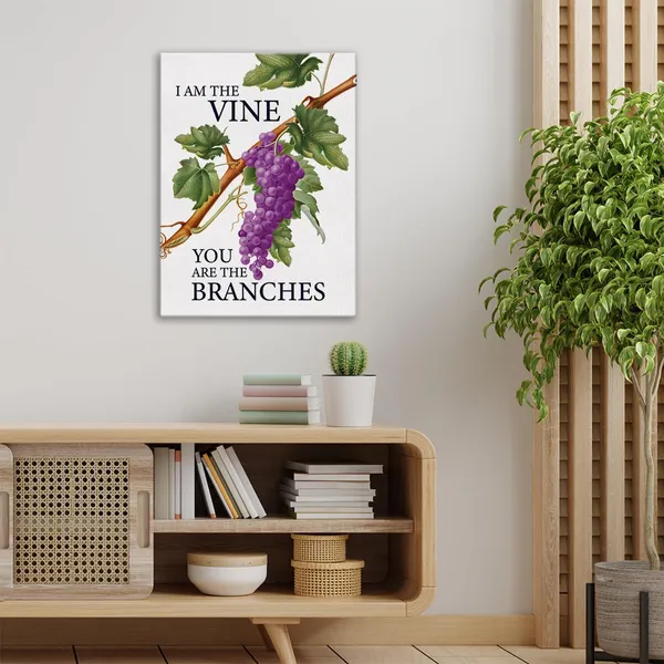 Multicolor_Bible_Verse_Christian_Wall_Art_Canvas_Painting_Print_Framed_I_Am_The_Vine_You_Are_The_Branches_Scriptures_Canvas_Grape_Poster_Sign_|_For_Home_Decor_(12_X_16_Inch)