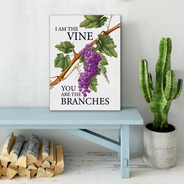 Multicolor_Bible_Verse_Christian_Wall_Art_Canvas_Painting_Print_Framed_I_Am_The_Vine_You_Are_The_Branches_Scriptures_Canvas_Grape_Poster_Sign_|_For_Home_Decor_(12_X_16_Inch)