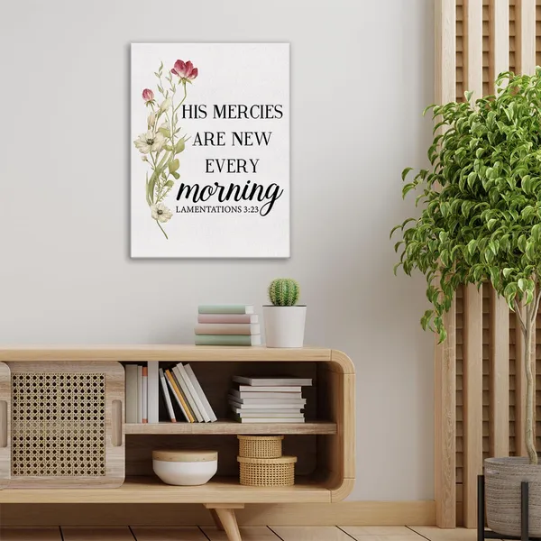 Multicolor_Inspirational_Bible_Verse_Wall_Art_Canvas_Painting_Print_Framed_Christian_His_Mercies_Are_New_Every_Morning_Lamentations_3:23_Scriptures_Canvas_Poster_Sign_|_For_Home_Office_Decor_(12_X_16_Inch)