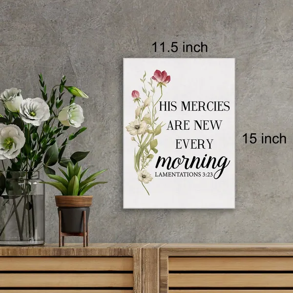 Multicolor_Inspirational_Bible_Verse_Wall_Art_Canvas_Painting_Print_Framed_Christian_His_Mercies_Are_New_Every_Morning_Lamentations_3:23_Scriptures_Canvas_Poster_Sign_|_For_Home_Office_Decor_(12_X_16_Inch)