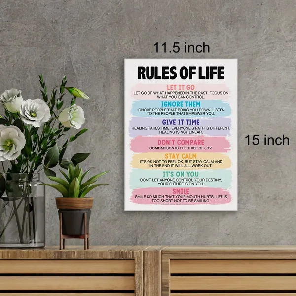 Multicolor_Inspirational_Life_Quote_Wall_Art_Canvas_Painting_Print_Framed_Positive_Saying_Canvas_Poster_Sign_|_For_Office_Home_Decor_(12_X_16_Inch)