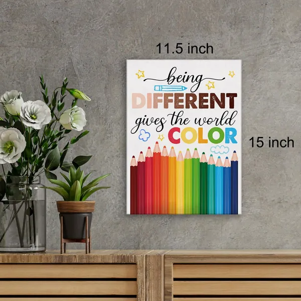 Multicolor_Diversity_Wall_Art_Canvas_Painting_Print_Framed_Being_Different_Quotes_Equality_Artwork_Canvas_Sign_|_For_Classroom_Decor_(12_X_16_Inch)