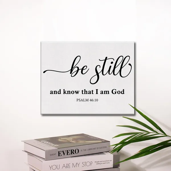 Multicolor_Inspirational_Bible_Verse_Wall_Art_Canvas_Painting_Print_Framed_Be_Still_And_Know_Psalm_46:10_Scriptures_Canvas_Minimalist_Christian_Poster_Sign_|_For_Home_Office_Decor_(12_X_16_Inch)